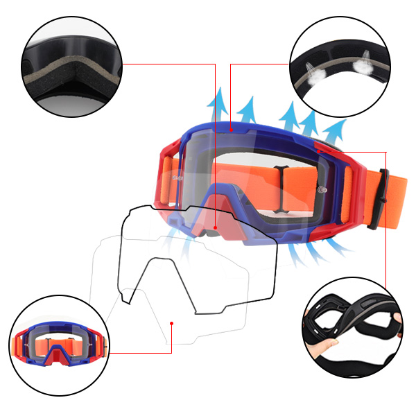 Tear Off Anti Fog UV400 Motocross Goggles - Bang Long