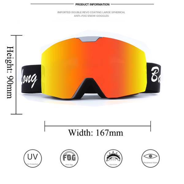 Sylinderbelegg Magnetisk Lens Skibriller For Ski - Bang Long