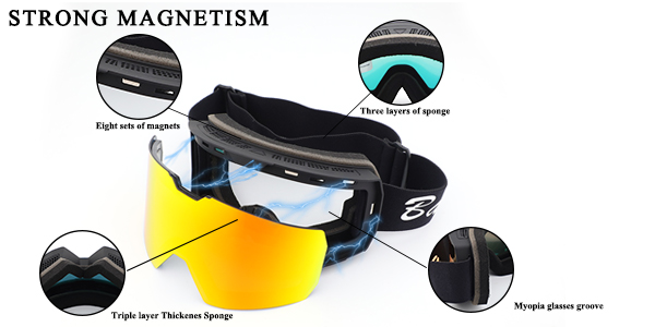 Sylinderbelegg Magnetisk Lens Skibriller For Ski - Bang Long