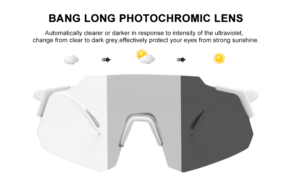 Photochromic Grey Lens UV400 for sykling Løping Sportssolbriller